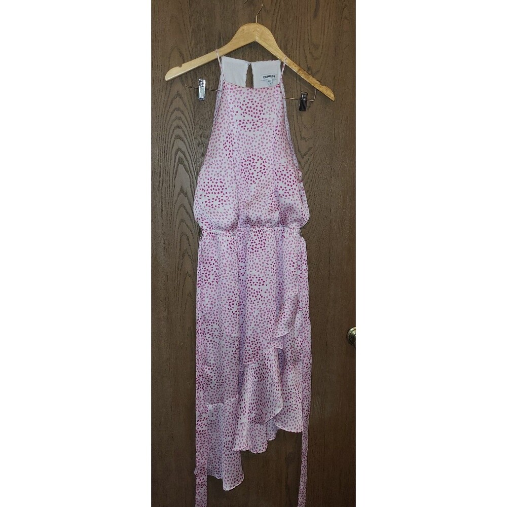 Express Womens Polka Dot Pink/White Sleeveless Midi Dress Size Large